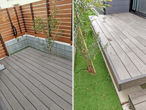 MINO ハイブリッド彩木 ガーデンデッキ 幕板勝ち仕様を激安価格で施工