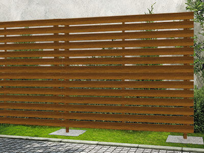 ルシアスフェンス H07型 リブモール 2段支柱 自立建て用 木調カラー